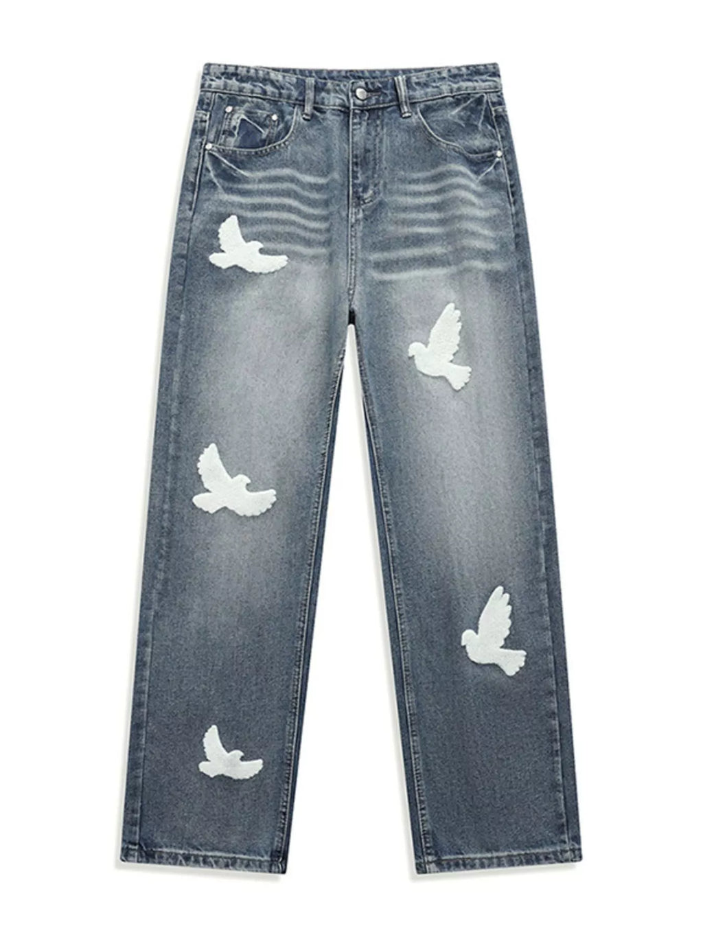 Men's Full Size Dove Applique Baggy Jeans Plus Size