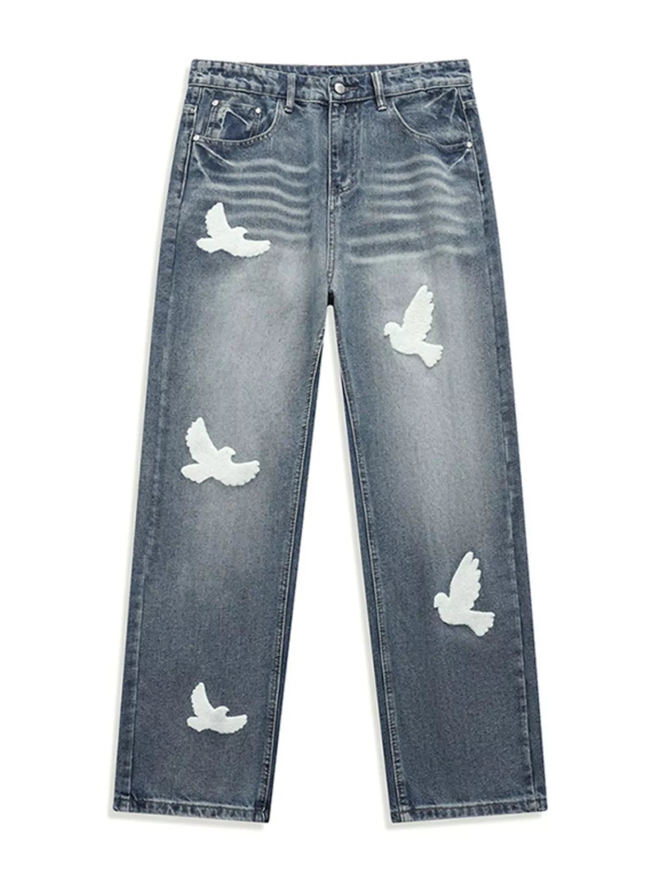 Men's Full Size Dove Applique Baggy Jeans Plus Size
