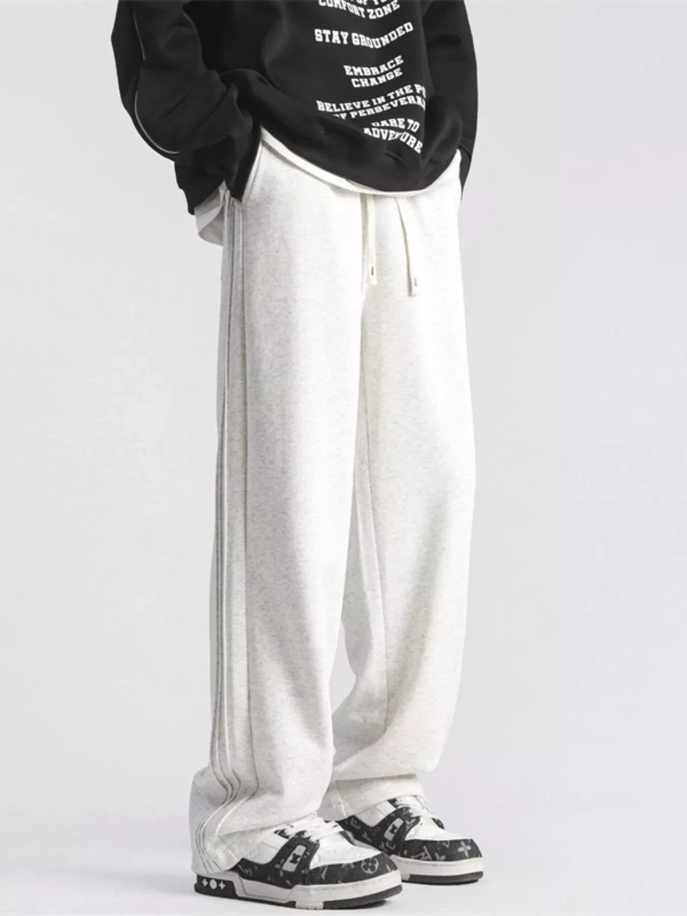 Men's Full Size Casual Loose-Fit Sweatpants with Side Stripes Plus Size