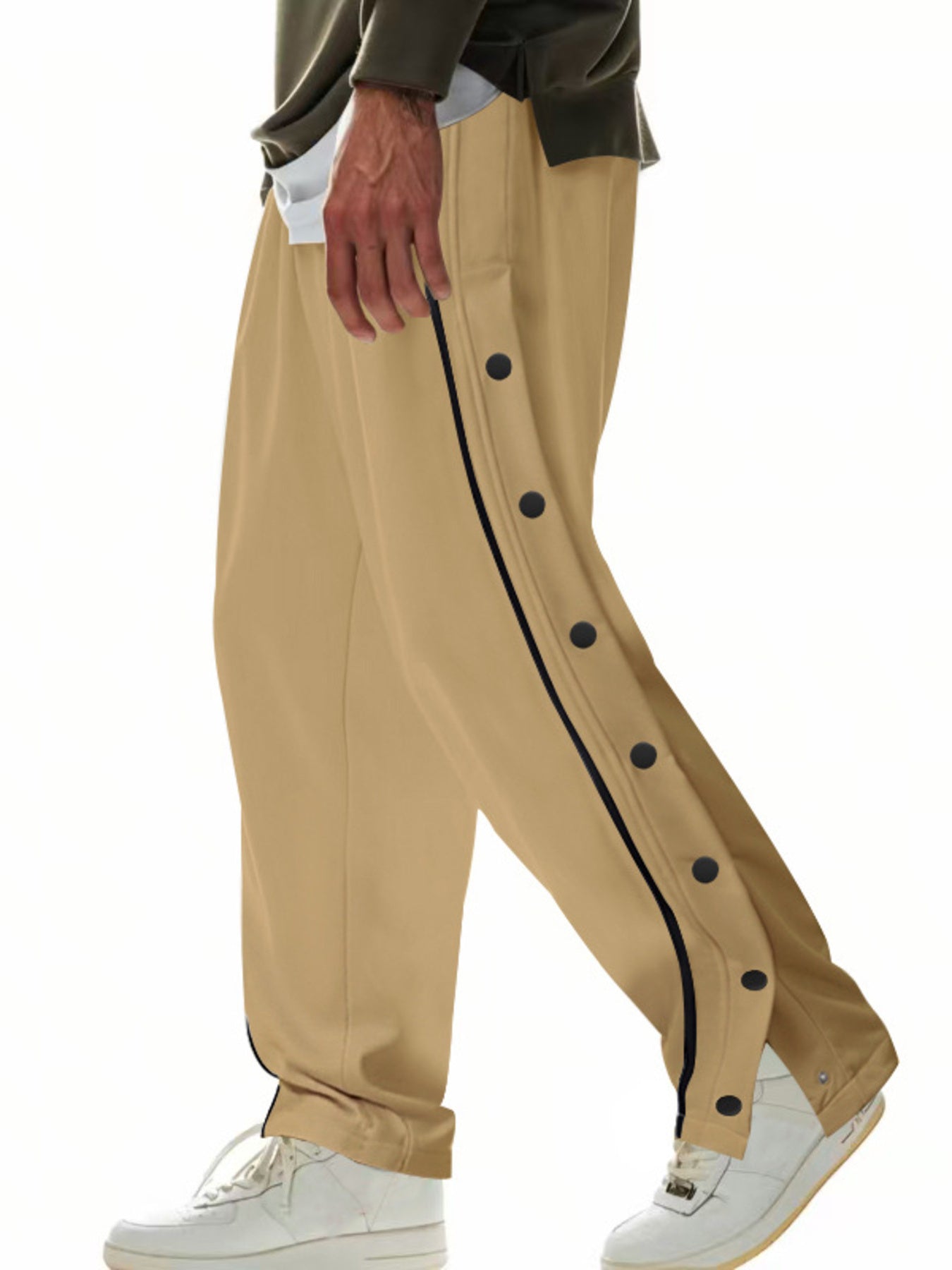 Men's Full Size Loose Fit Side Snap Button Track Pants Plus Size