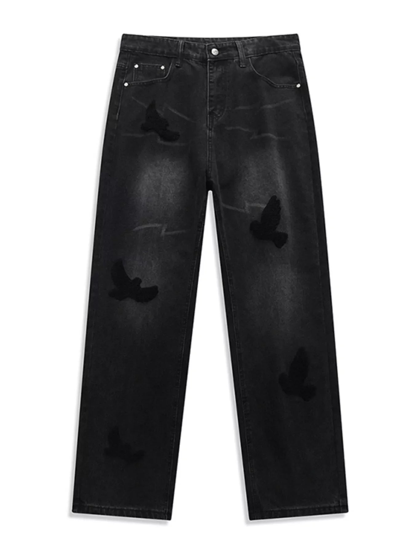 Men's Full Size Dove Applique Baggy Jeans Plus Size