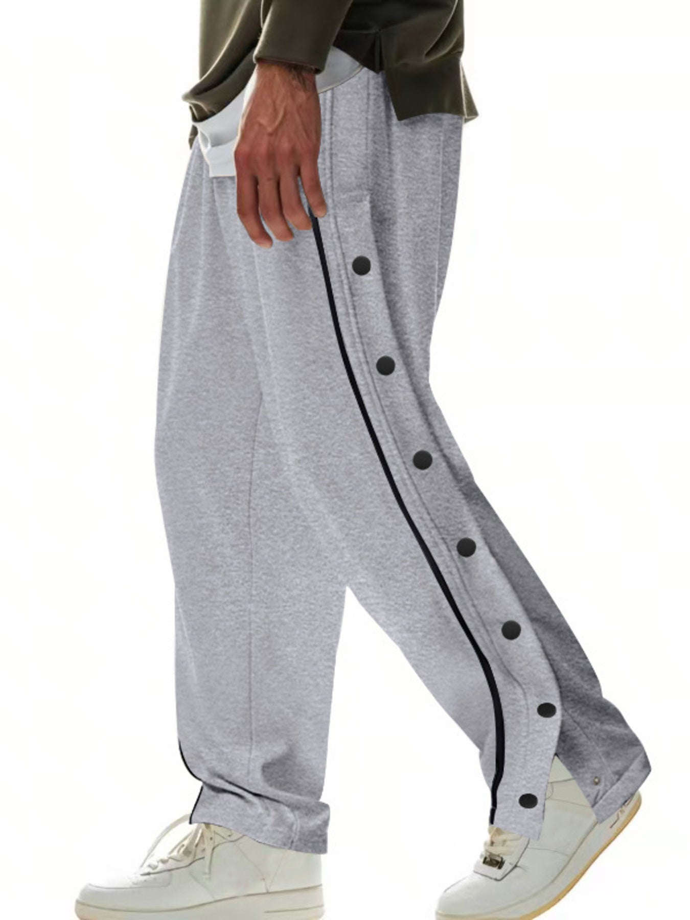 Men's Full Size Loose Fit Side Snap Button Track Pants Plus Size
