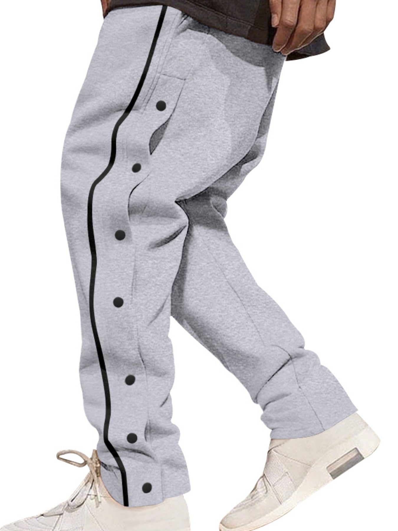 Men's Full Size Loose Fit Side Snap Button Track Pants Plus Size