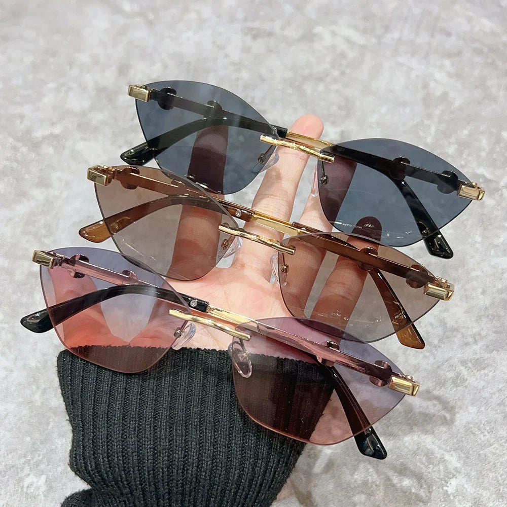 2026 Rimless Sunglasses for Men with Metal Chain Detail | Niche High-End UV Protection Shades