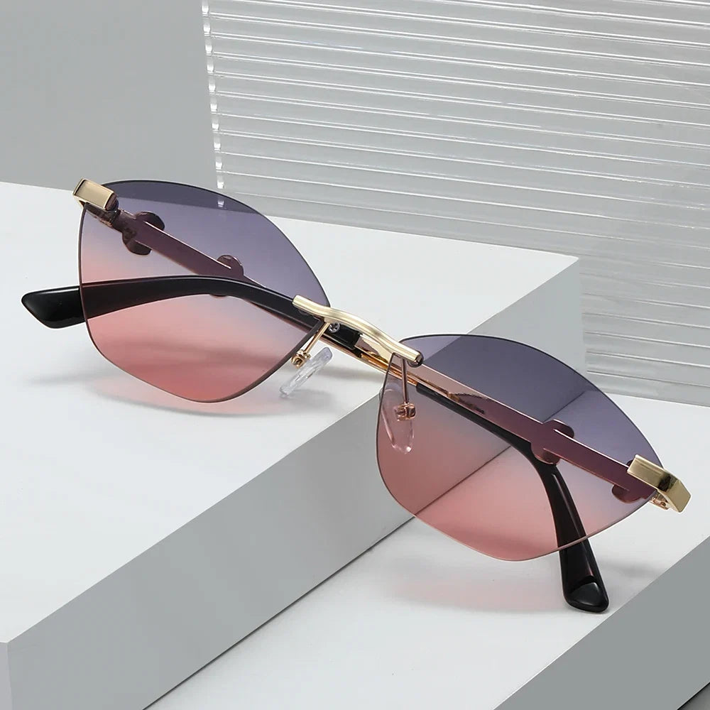 2026 Rimless Sunglasses for Men with Metal Chain Detail | Niche High-End UV Protection Shades
