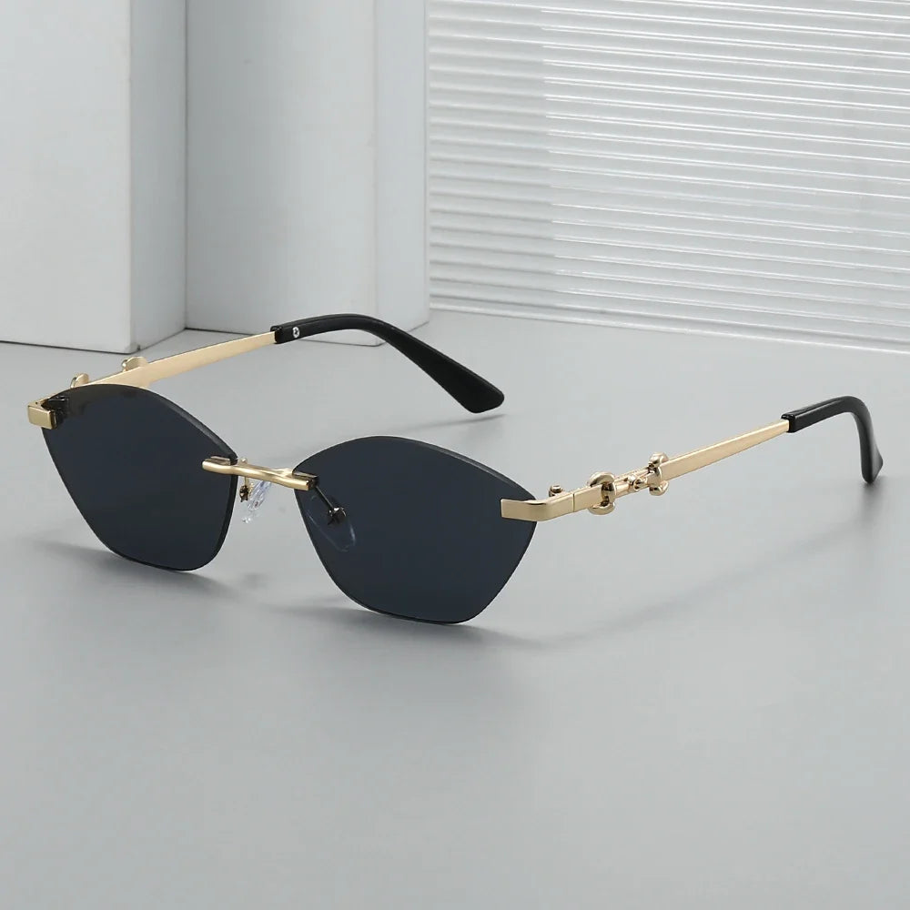 2026 Rimless Sunglasses for Men with Metal Chain Detail | Niche High-End UV Protection Shades