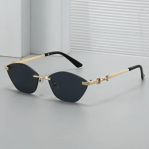 2026 Rimless Sunglasses for Men with Metal Chain Detail | Niche High-End UV Protection Shades