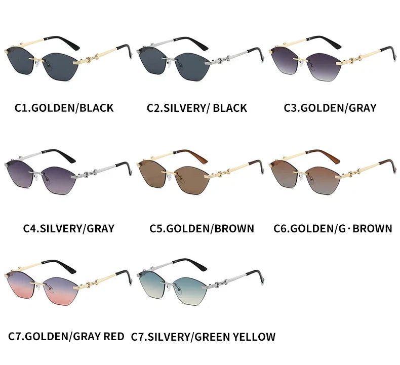 2026 Rimless Sunglasses for Men with Metal Chain Detail | Niche High-End UV Protection Shades