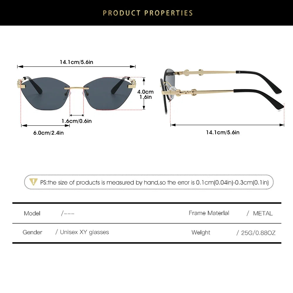 2026 Rimless Sunglasses for Men with Metal Chain Detail | Niche High-End UV Protection Shades