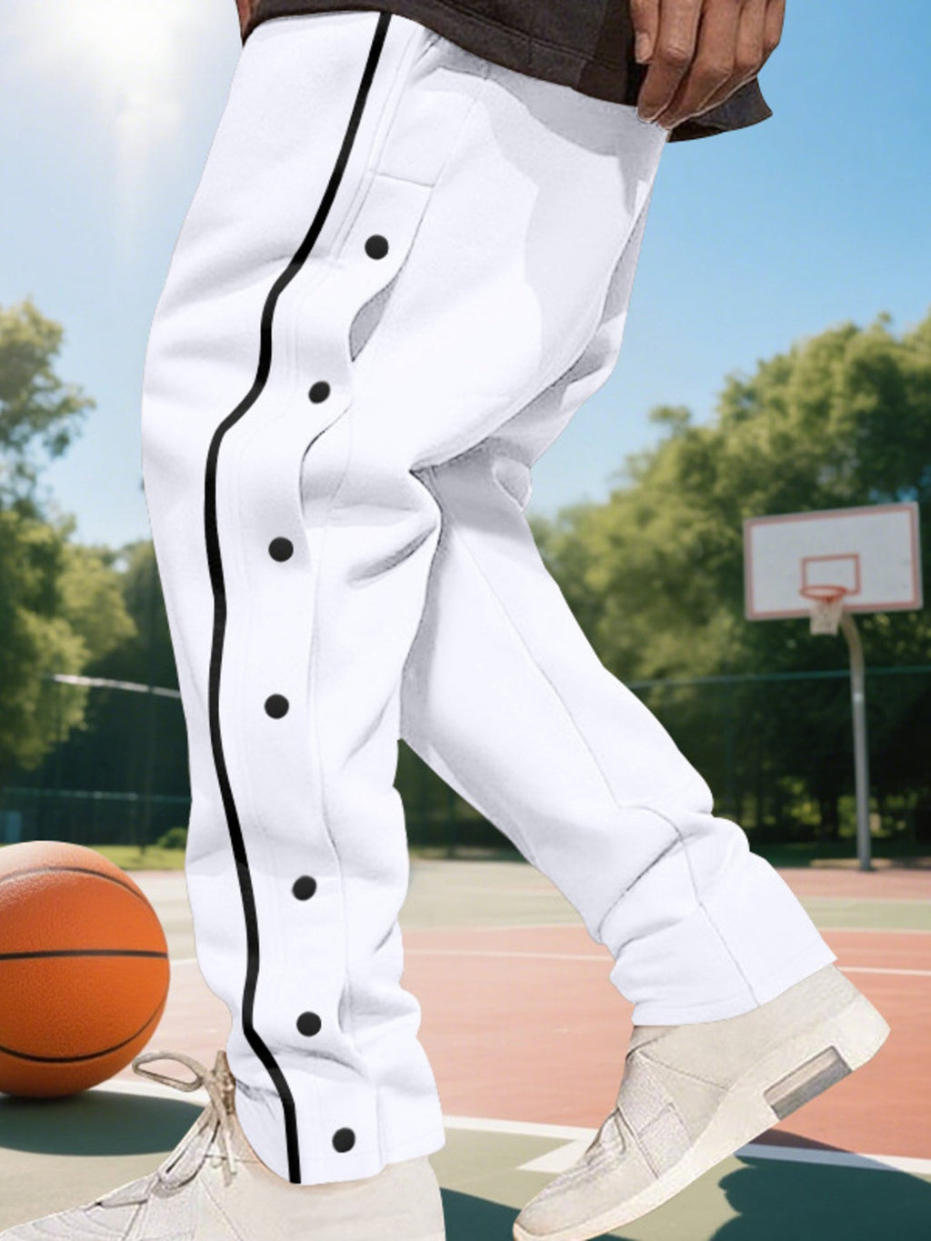 Men's Full Size Loose Fit Side Snap Button Track Pants Plus Size