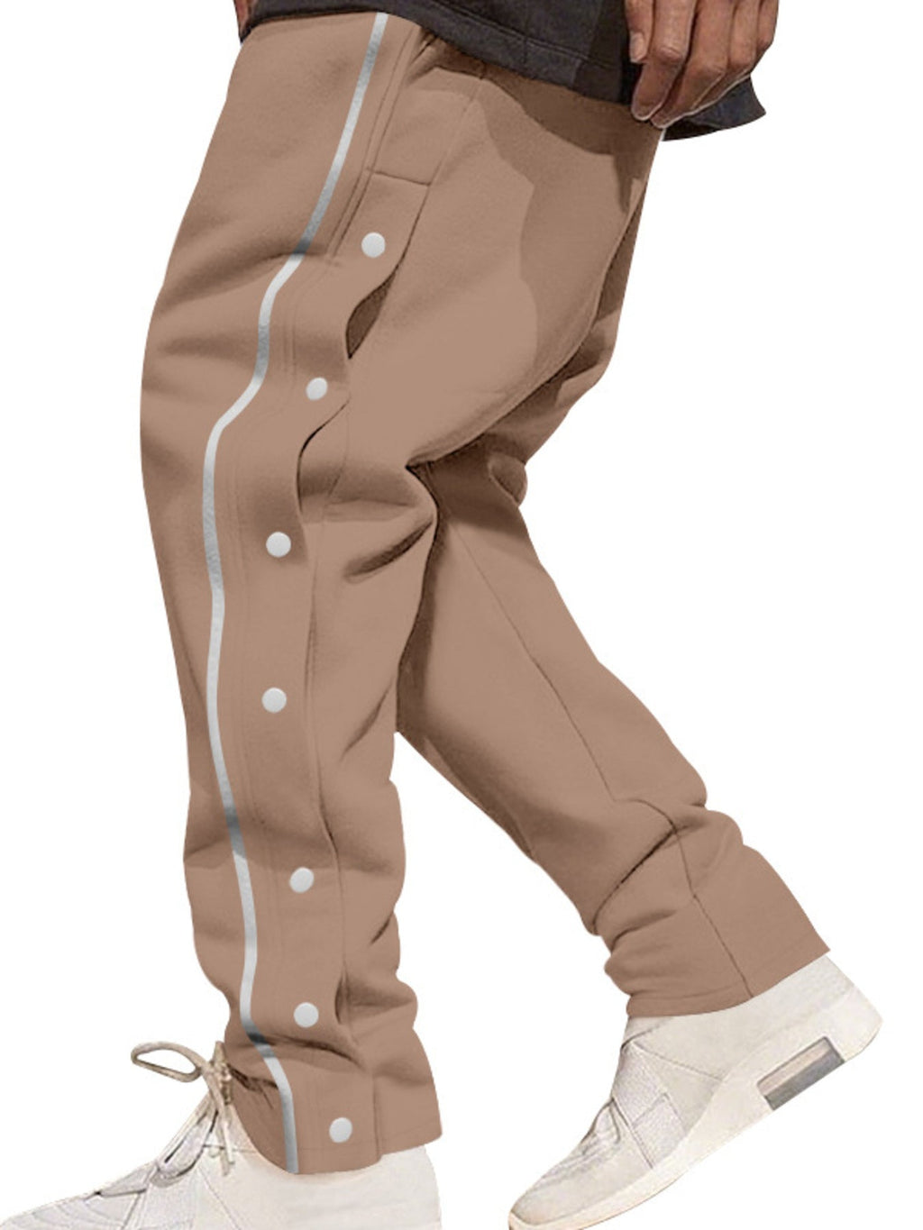 Men's Full Size Loose Fit Side Snap Button Track Pants Plus Size