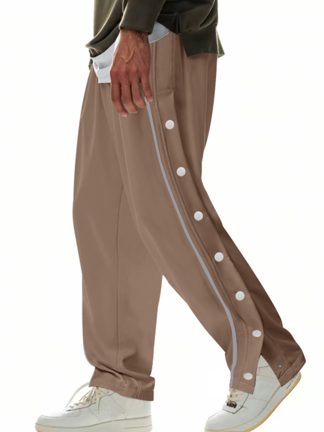 Men's Full Size Loose Fit Side Snap Button Track Pants Plus Size