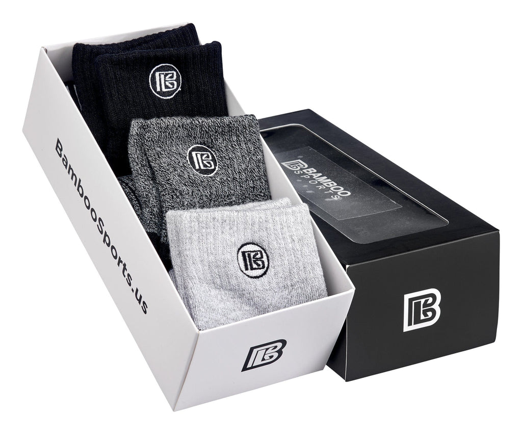 Premium Bamboo Rayon Quarter Crew Socks - 3 Pair Gift Box